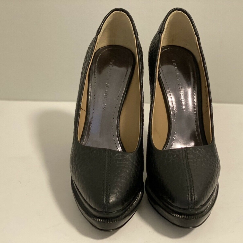 PROENZA SCHOULER BLACK LEATHER PLATFORM PUMPS